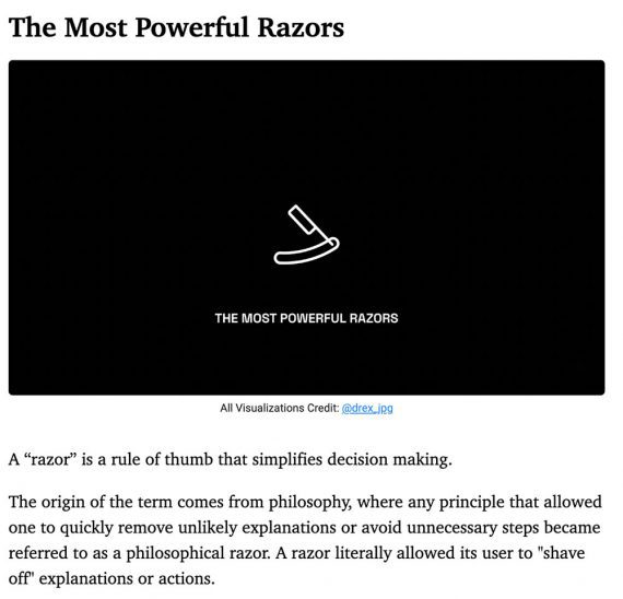 Screenshot of Sahil Bloom's newsletter titled, "The Most Powerful Razors."
