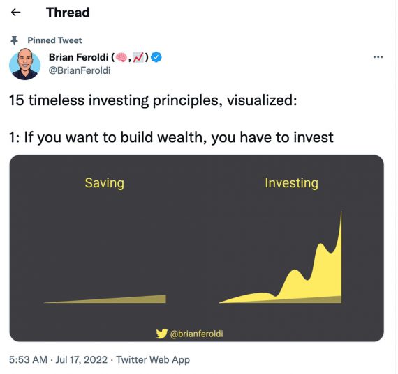 Screenshot of a graph showing accelerated wealth building from investing vs. saving