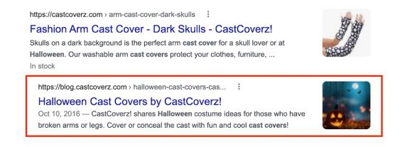 Google SERPs for "Halloween Cast Covers"