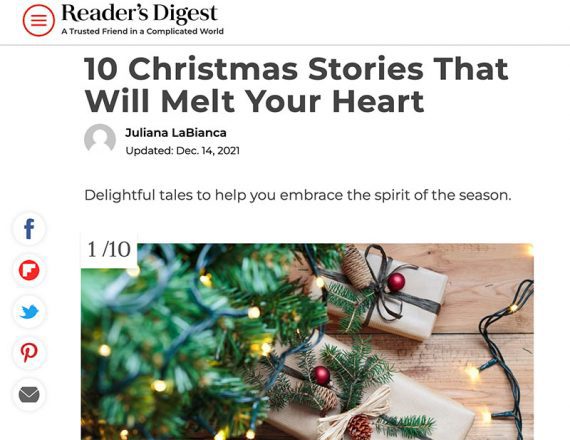 Screenshot of a Reader's Digest article, "10 Christmas Stories That Will Melt Your Heart."