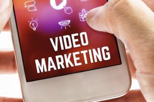 Smartphone screen with text "Video Marketing"