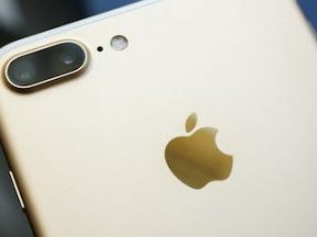 Photo of the back of an iPhone with the Apple logo visible