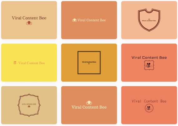 Screenshot of "Viral Content Bee" logo in Designs.ai.