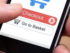 Photo of an ecommerce cart on a smartphone