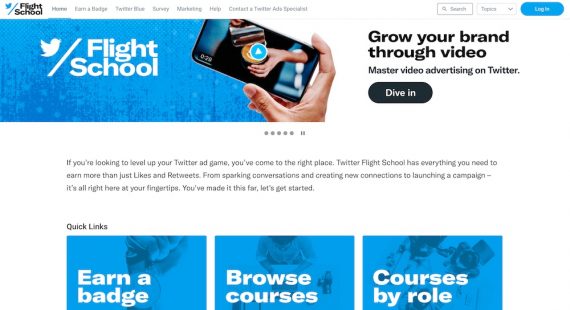 Home page of Twitter Flight School