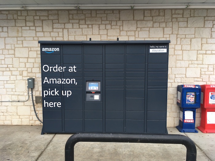 Photo of an Amazon Locker in a small town in west Texas.