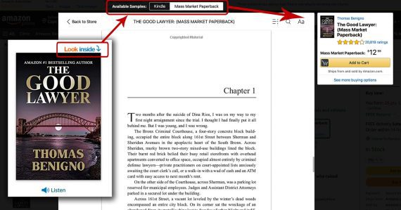 Screenshot of Amazon book page with 'Look inside' label