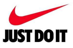 Nike swoosh with "Just do it" tagline below it