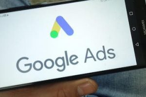 Image of Google Ads logo on an iPhone screen