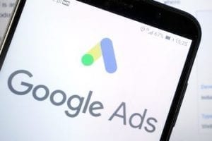 Smartphone screen showing Google Ads logo
