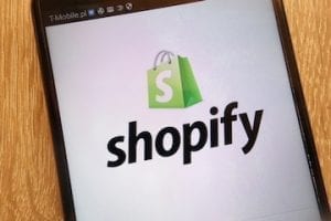 Image of a smartphone screen with Shopify logo on it