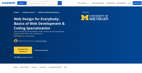 Home page of Coursera - Web Design For Everybody