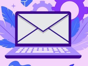 Illustration of an envelope on a laptop screen