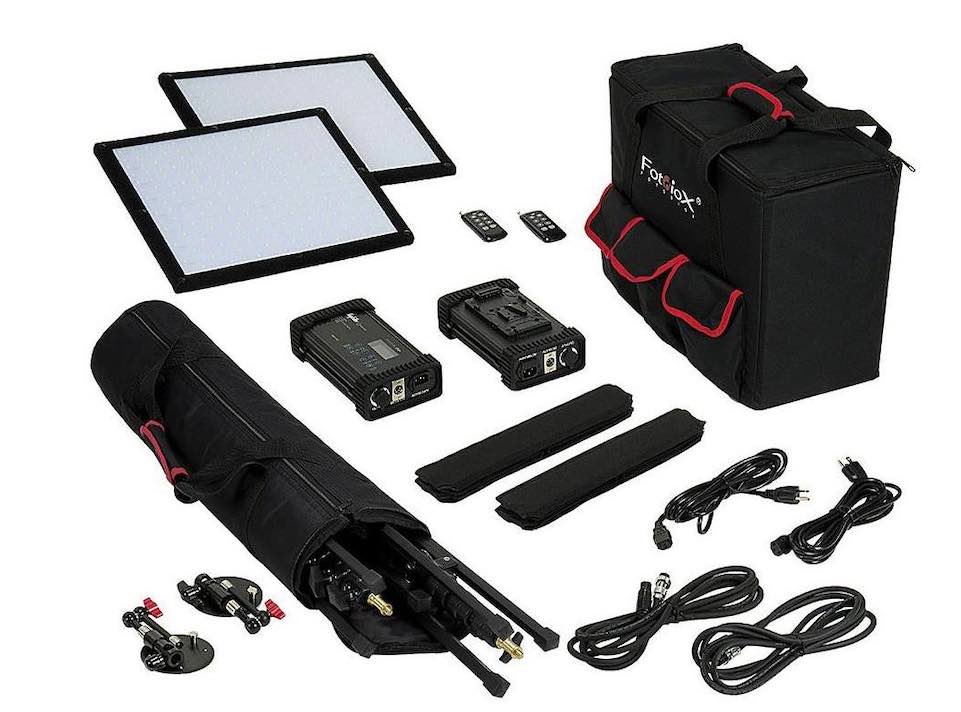 Image from Adorama of Fotodiox’s SF50 SkyFiller 1x1' 50w Bi-Color Powerful & Ultra-Portable 2 LED Light Kit
