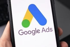 Image of Google Ads logo on an iPhone