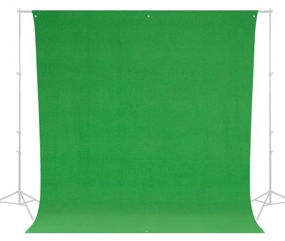 Image of a vertical green screen backdrop supported by a frame