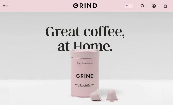 Screenshot of Grind home page