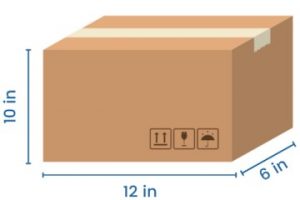 Diagram of a box with the dimensional measurements.