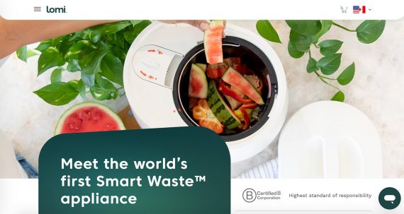Lomi Smart Waste home composter home page.