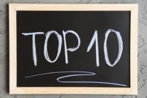 Illustration of "top 10" written on a chalkboard