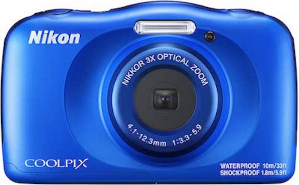 Photo from Amazon of a blue Nikon Coolpix camera