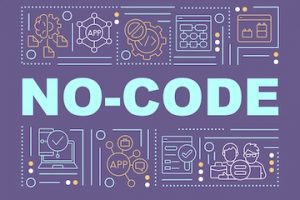 Illustration of programming concepts with the words "No Code"