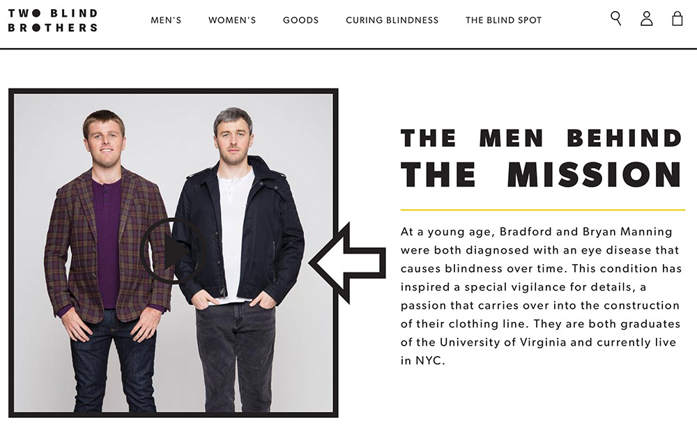 Two Blind Brothers relies on personal stories to sell its unique line of clothing.