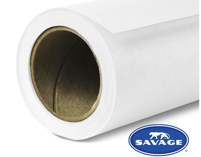 Photo of a roll of white paper from Savage