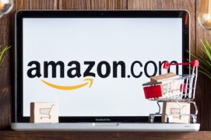 Image of a laptop with Amazon.com logo on the screen