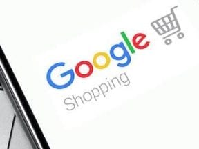 ScImage of a smartphone with Google Shopping logo on the screen.