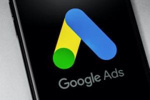 Google Ads logo on a dark smartphone screen