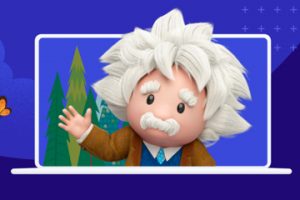 Illustration of Albert Einstein on Salesforce home page