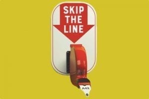 Partial cover of "Skip the Line" book