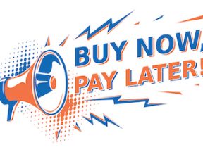 Illustration of text "Buy Now Pay Later" coming from a megaphone