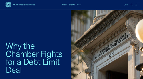 Home page of U.S. Chamber of Commerce