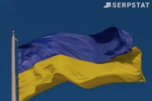 Photo of Ukraine flag with Serpstat logo superimposed