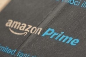 Photo of a Amazon Prime label on a shipping box