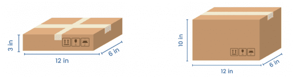 Diagram of two parcels with dimensional measurements.