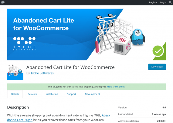 Abandoned Cart Lite is a free plugin for WooCommerce